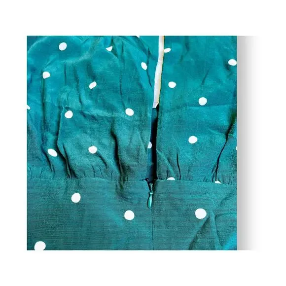 TopShop Polka Dot Rusched Mini Dress | Sz 10, Green & White | NWT $75 - Picture 12 of 12